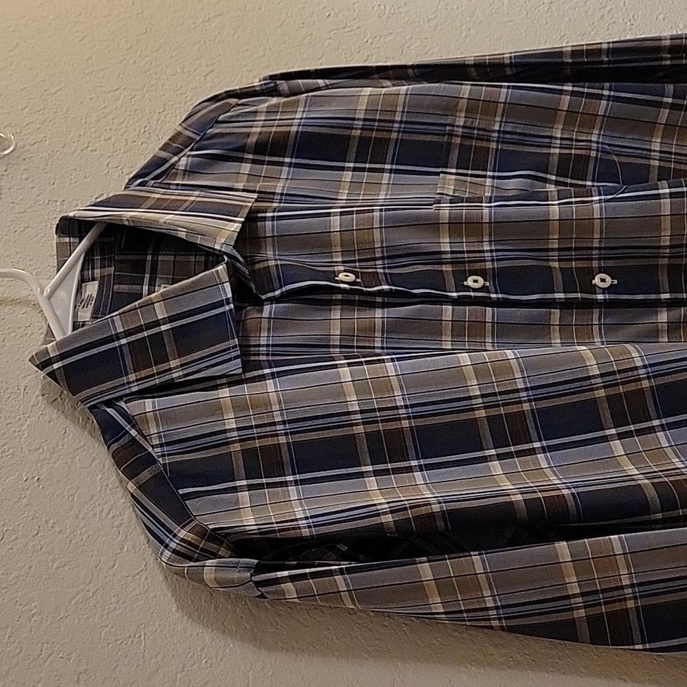 Peter Millar Button-Down - Navy Plaid - Large - image 2